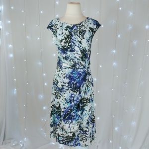 212 Collection Blue Ruched Knot Dress